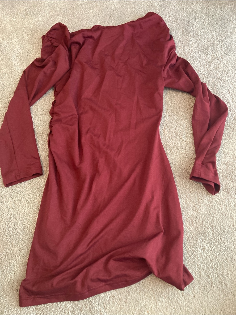 SHEIN Wine Burgundy Long-Sleeve Bodycon Dress
